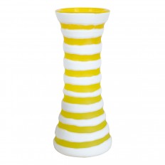 Yellow and white striped Murano glass vase